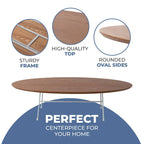 Table basse ovale moderne avec cadre en acier