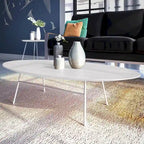 Table basse ovale moderne avec cadre en acier