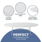 Table basse ovale moderne avec cadre en acier