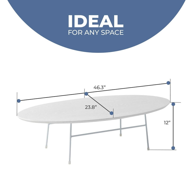 Table basse ovale moderne avec cadre en acier