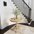 Table piédestal ronde en bois, finition merisier de plantation – Brun foncé