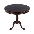 Table piédestal ronde en bois, finition merisier de plantation – Brun foncé