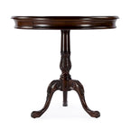 Table piédestal ronde en bois, finition merisier de plantation – Brun foncé