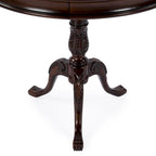 Table piédestal ronde en bois, finition merisier de plantation – Brun foncé