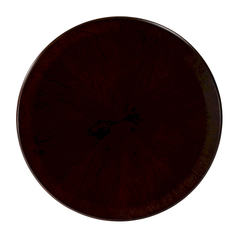 Table piédestal ronde en bois, finition merisier de plantation – Brun foncé
