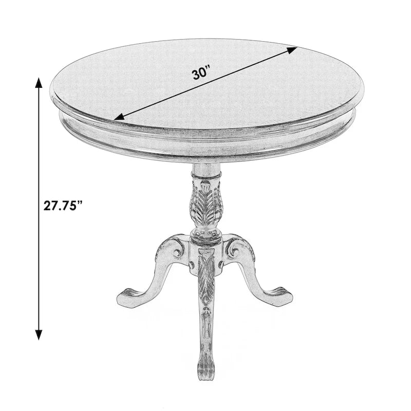 Table piédestal ronde en bois, finition merisier de plantation – Brun foncé
