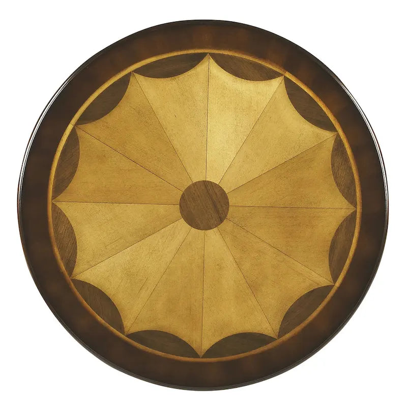 Table piédestal ronde en bois, finition merisier de plantation – Brun foncé