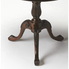 Table piédestal ronde en bois, finition merisier de plantation – Brun foncé