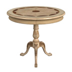 Table piédestal ronde en bois, finition merisier de plantation – Brun foncé