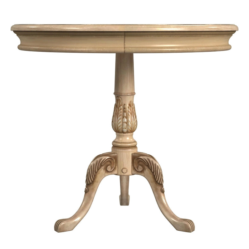 Table piédestal ronde en bois, finition merisier de plantation – Brun foncé