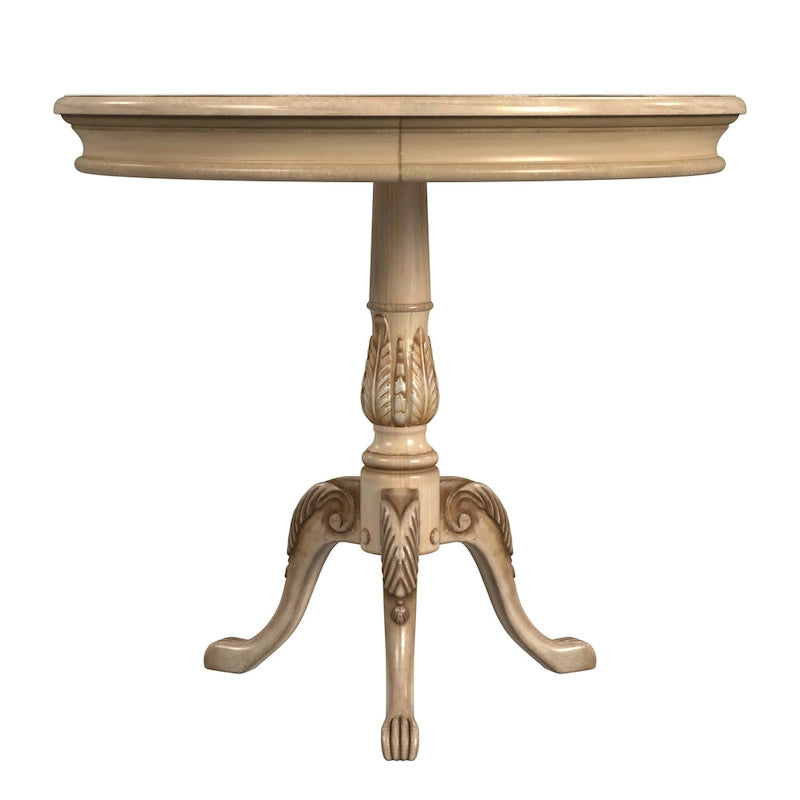 Table piédestal ronde en bois, finition merisier de plantation – Brun foncé