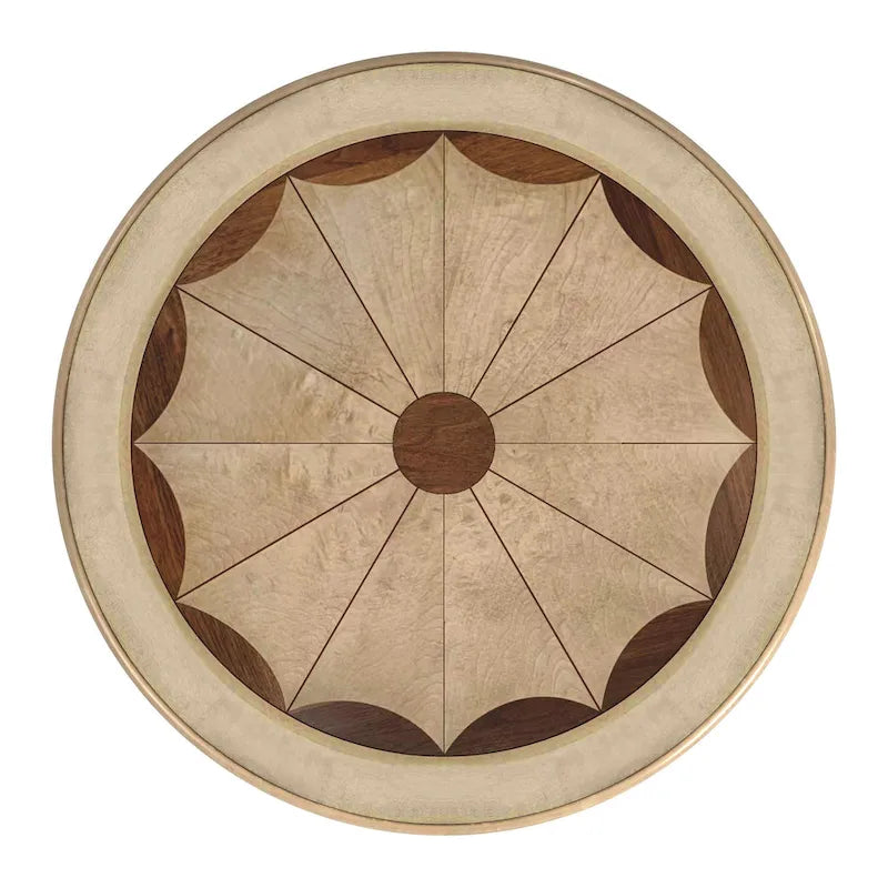 Table piédestal ronde en bois, finition merisier de plantation – Brun foncé