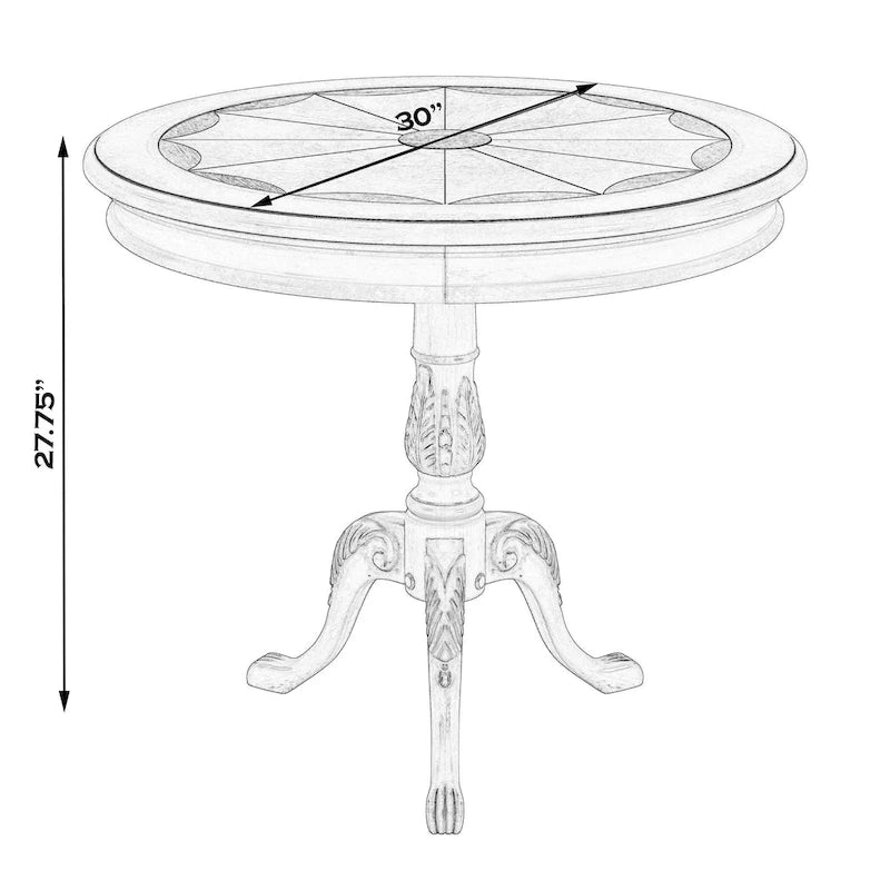 Table piédestal ronde en bois, finition merisier de plantation – Brun foncé