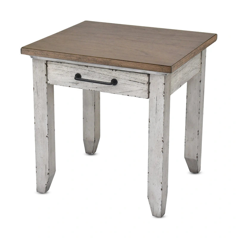 Table de chevet en bois à 1 tiroir et finition deux tons