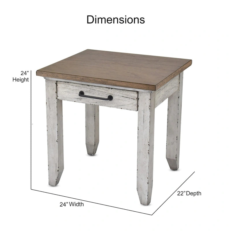 Table de chevet en bois à 1 tiroir et finition deux tons