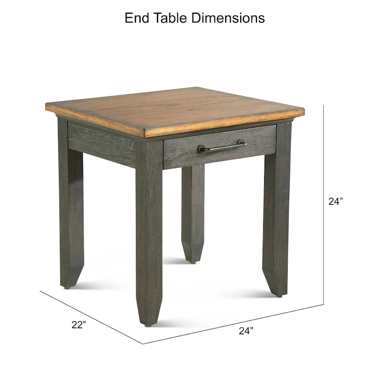 Table de chevet en bois à 1 tiroir et finition deux tons