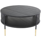 Table d'appoint ou table basse géométrique en métal à grille ouverte avec pieds dorés, noire