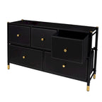 Commode à cadre en acier avec extérieur aspect cuir et accents dorés
