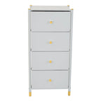 Commode à cadre en acier avec extérieur aspect cuir et accents dorés