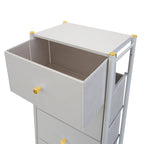 Commode à cadre en acier avec extérieur aspect cuir et accents dorés