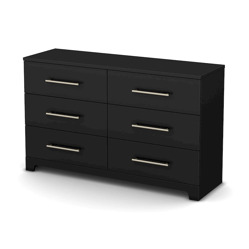 Commode double à 6 tiroirs avec poignées métalliques