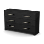 Commode double à 6 tiroirs avec poignées métalliques
