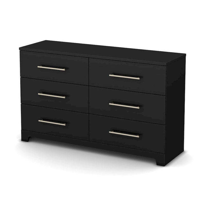 Commode double à 6 tiroirs avec poignées métalliques