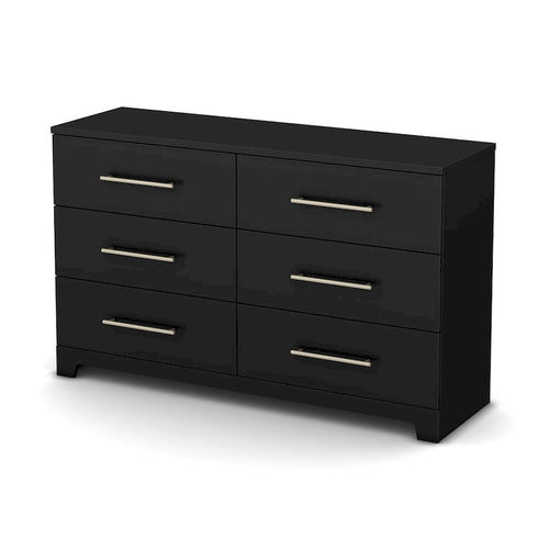 Commode double à 6 tiroirs avec poignées métalliques