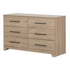 Commode double à 6 tiroirs avec poignées métalliques