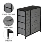 Commode de rangement à 7 tiroirs avec cadre en acier – Gris