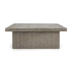 Table basse carrée avec plateau en stratifié effet béton et cadre en bois recyclé – 50Lxl50Px18H