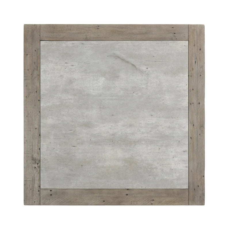 Table basse carrée avec plateau en stratifié effet béton et cadre en bois recyclé – 50Lxl50Px18H