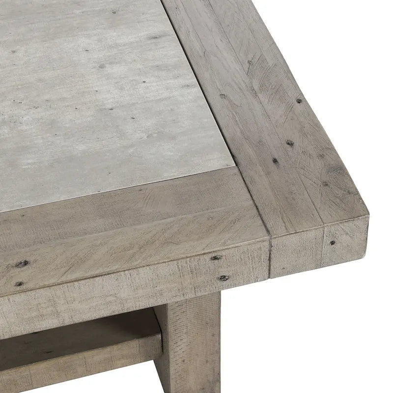Table basse carrée avec plateau en stratifié effet béton et cadre en bois recyclé – 50Lxl50Px18H