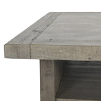 Table basse carrée avec plateau en stratifié effet béton et cadre en bois recyclé – 50Lxl50Px18H