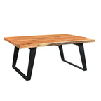 Table basse en bois d'acacia massif à bord naturel avec pieds en métal - 31 x 45 x 16