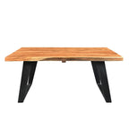 Table basse en bois d'acacia massif à bord naturel avec pieds en métal - 31 x 45 x 16