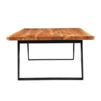 Table basse en bois d'acacia massif à bord naturel avec pieds en métal - 31 x 45 x 16
