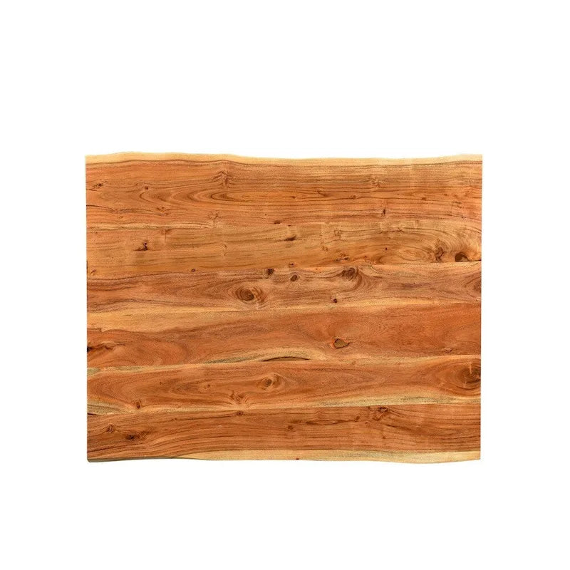 Table basse en bois d'acacia massif à bord naturel avec pieds en métal - 31 x 45 x 16