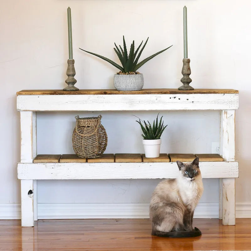 Console deux plateaux en bois recyclé