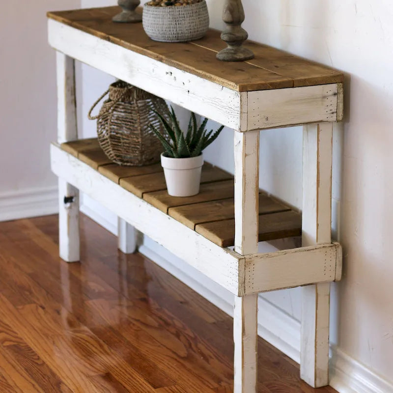 Console deux plateaux en bois recyclé