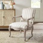 Fauteuil d'appoint avec revêtement en tissu rayé et pieds en bois