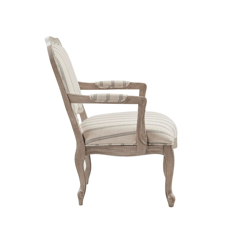 Fauteuil d'appoint avec revêtement en tissu rayé et pieds en bois
