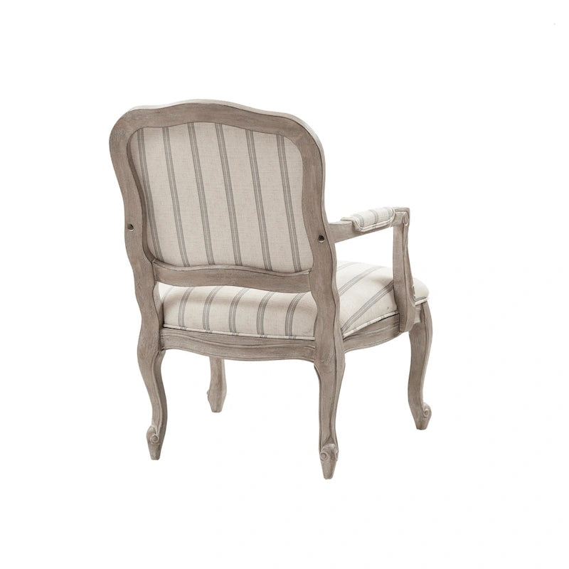 Fauteuil d'appoint avec revêtement en tissu rayé et pieds en bois