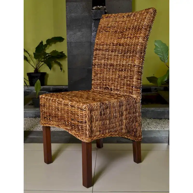 Chaises de salle à manger en acajou et abaca tressé (lot de 2)