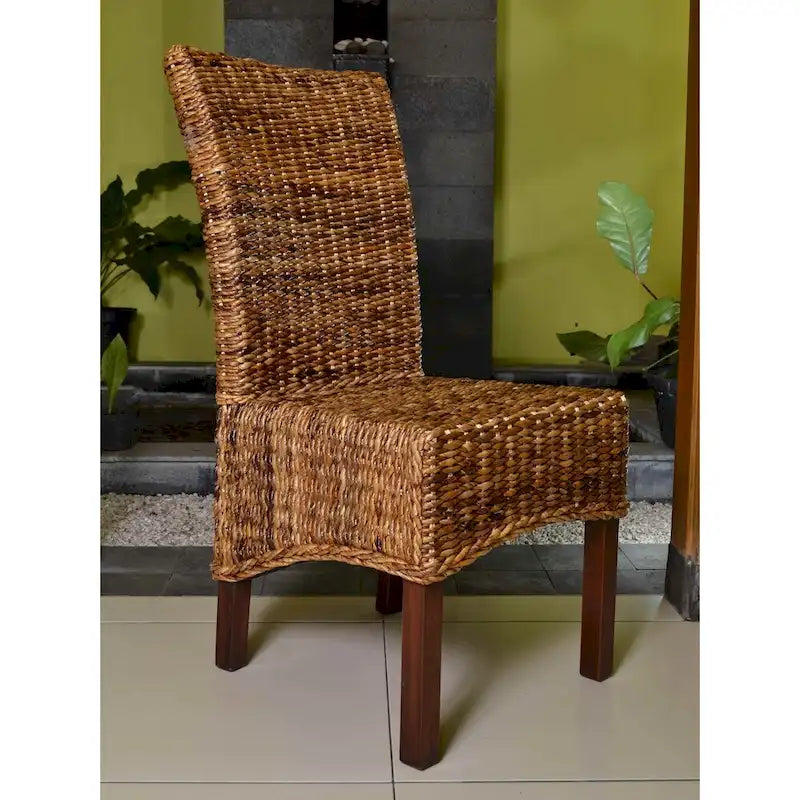 Chaises de salle à manger en acajou et abaca tressé (lot de 2)