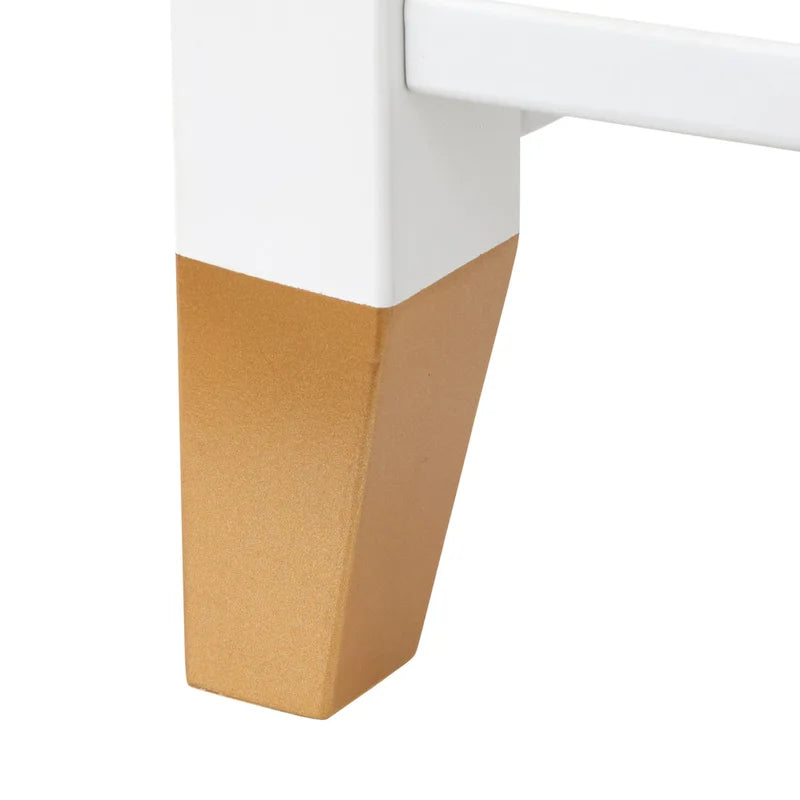 Table de chevet Mid-Century avec tiroir et étagère – Blanc