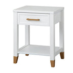 Table de chevet Mid-Century avec tiroir et étagère – Blanc