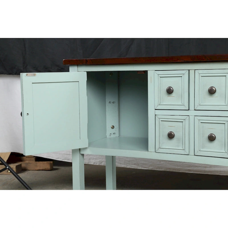 Buffet en bois d'acacia avec tiroirs, placards et étagère inférieure