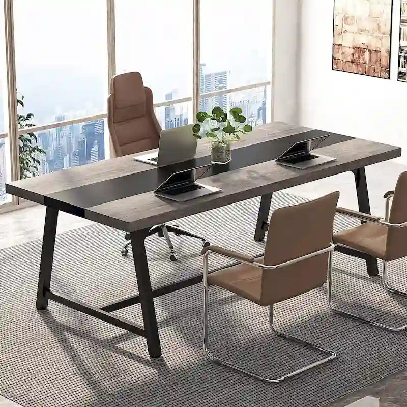 Table de conférence rectangulaire de 180 cm pour 6 à 8 personnes