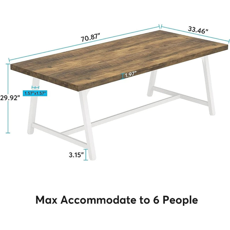 Table de conférence rectangulaire de 180 cm pour 6 à 8 personnes